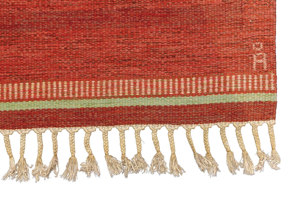 Swedish Scandinavian Rug Rollakan  Dynamic Circular motif For Sale