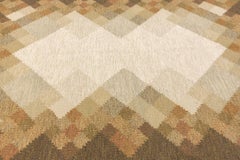 Scandinavian Röllakan Rug Handwoven Mid-Century with Geometric Design