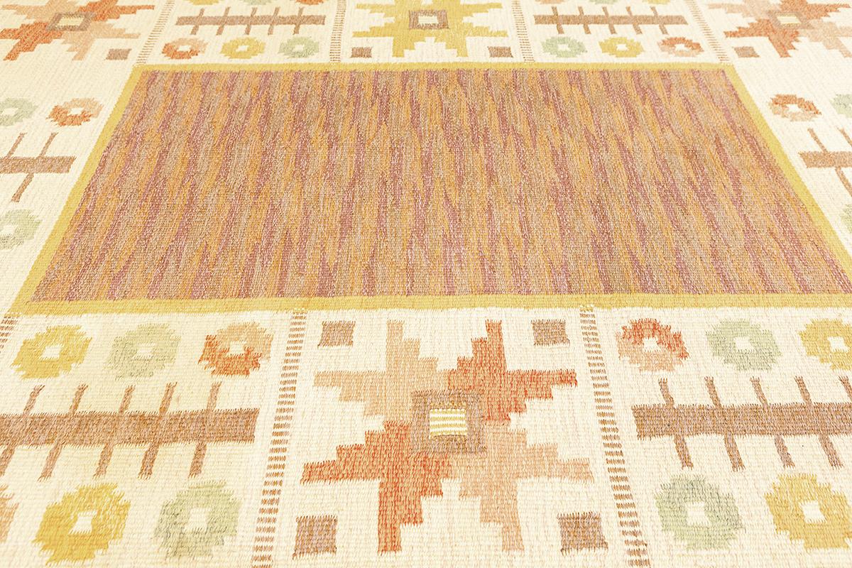 Scandinavian Modern Scandinavian Rug Rollakan Signed AS For Sale