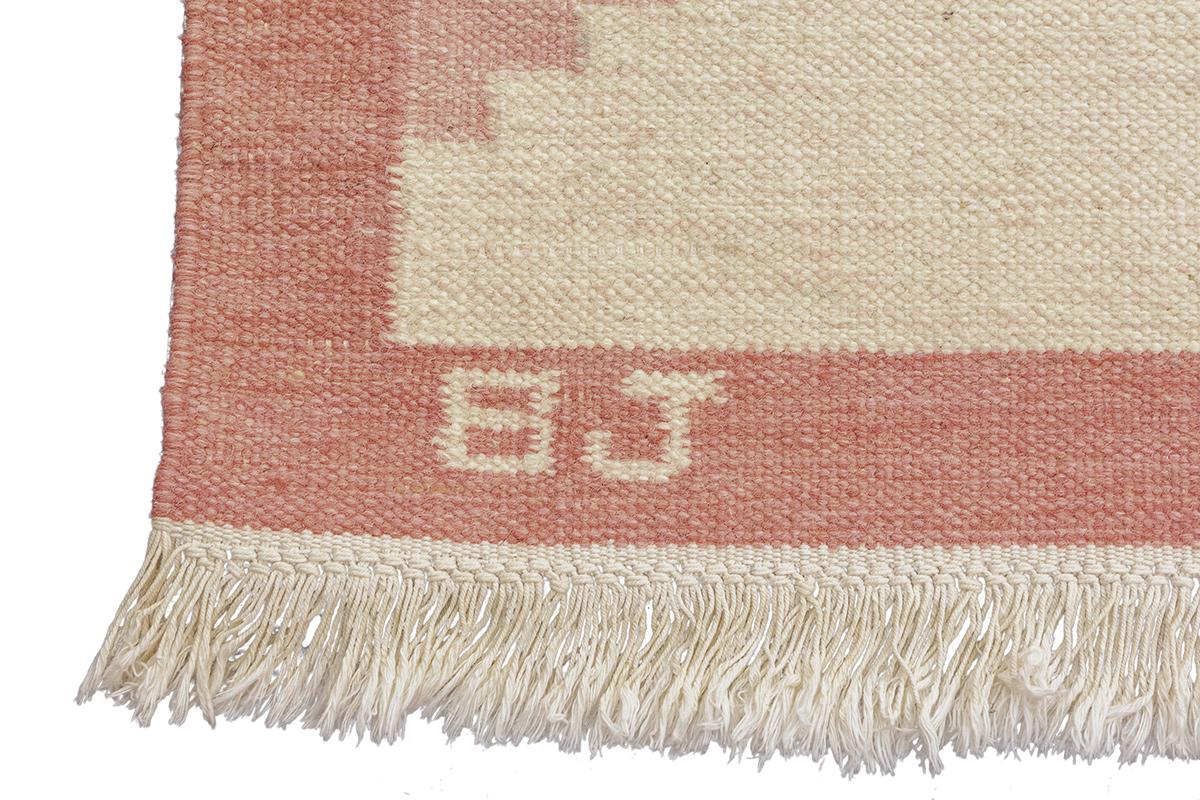 Hand-Crafted Scandinavian Rug Rollakan Signed BJ For Sale