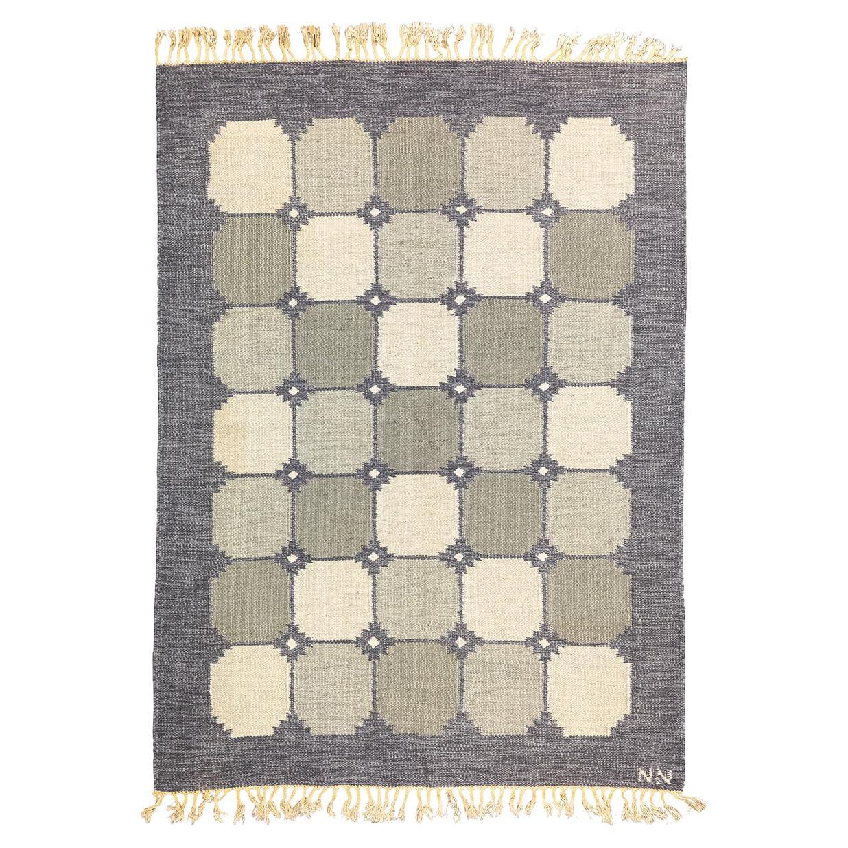 Scandinavian Rug Rollakan Signed NN For Sale