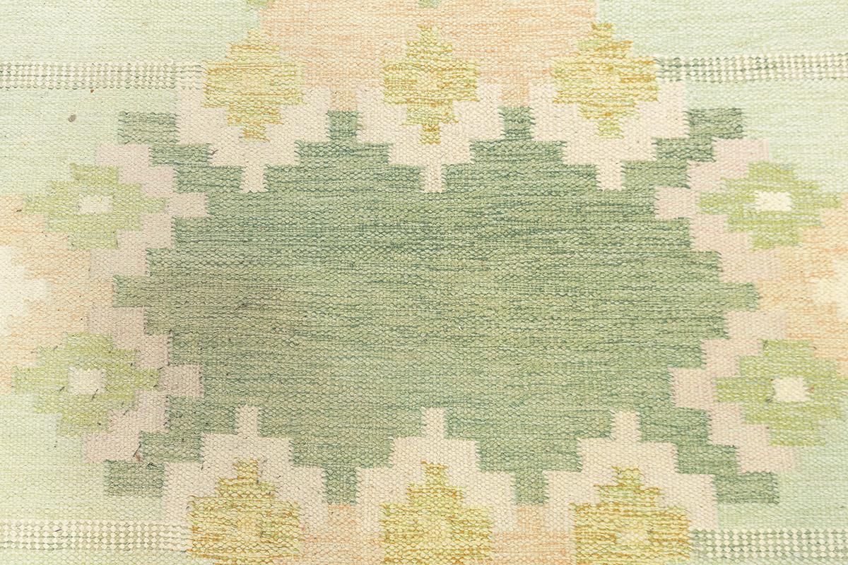 19th Century Scandinavian Rollakan Rug Soft Palette For Sale