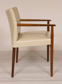 Mid-Century Modern Scandinavian Rosewood and Cream Leather Desk/Armchair, 1960's
