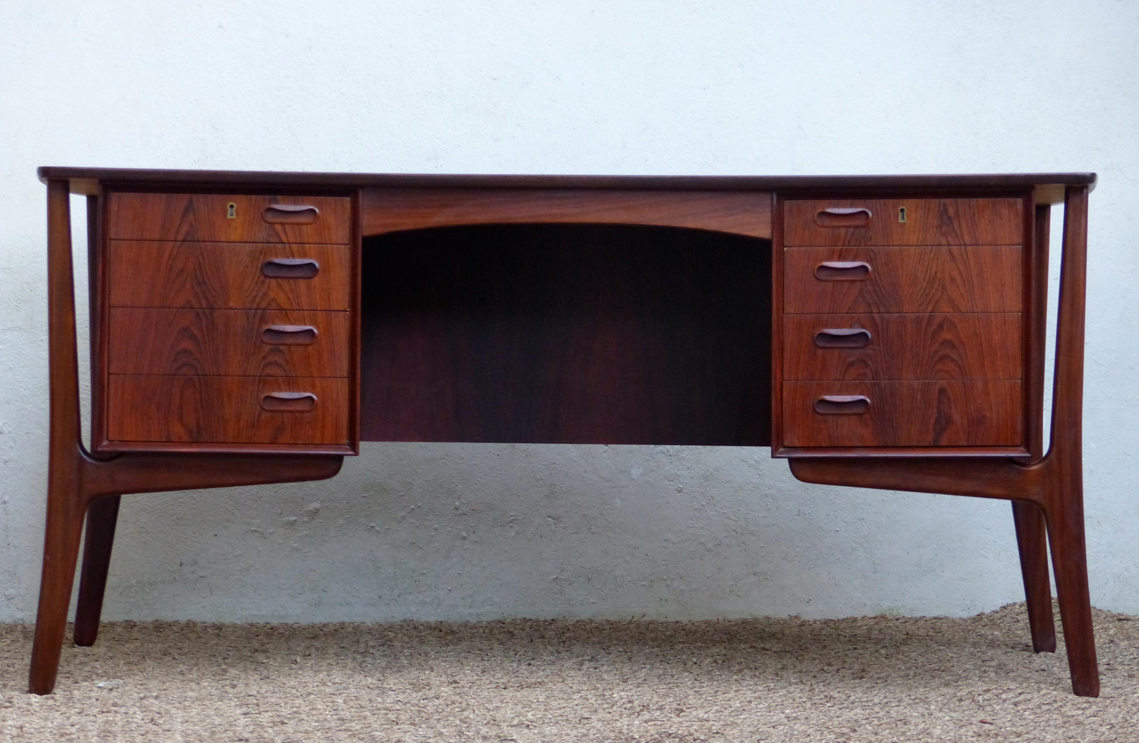 Mid-20th Century Scandinavian Rosewood Exexutive Desk from Svend Aage Madsen, Denmark For Sale