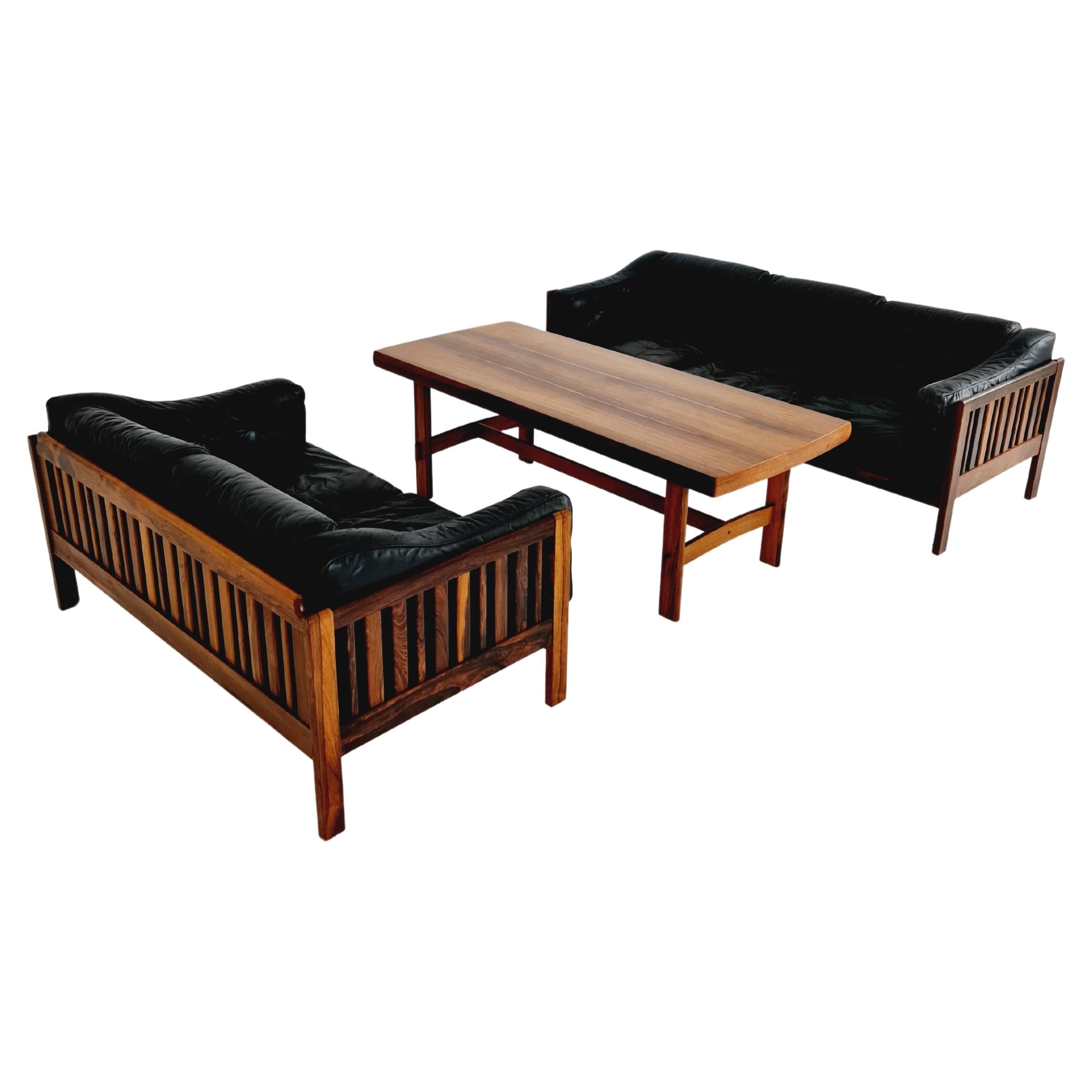 Scandinavian Rosewood lounge sofa set 2, 3&table by Ingvar Stockum "Monte Carlo" For Sale