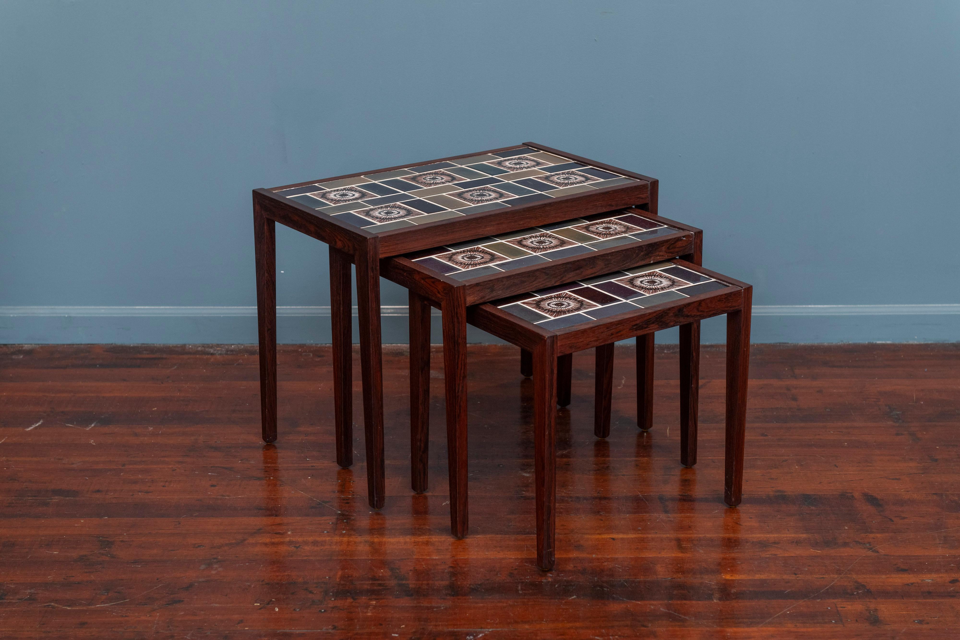 Scandinavian Rosewood Nesting Tables In Good Condition For Sale In San Francisco, CA