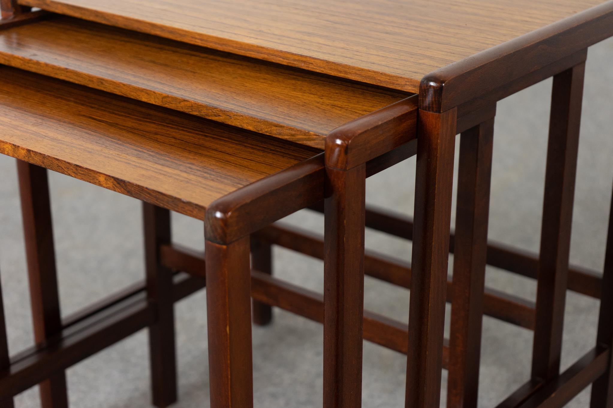 Scandinavian Rosewood Nesting Tables In Good Condition For Sale In VANCOUVER, CA