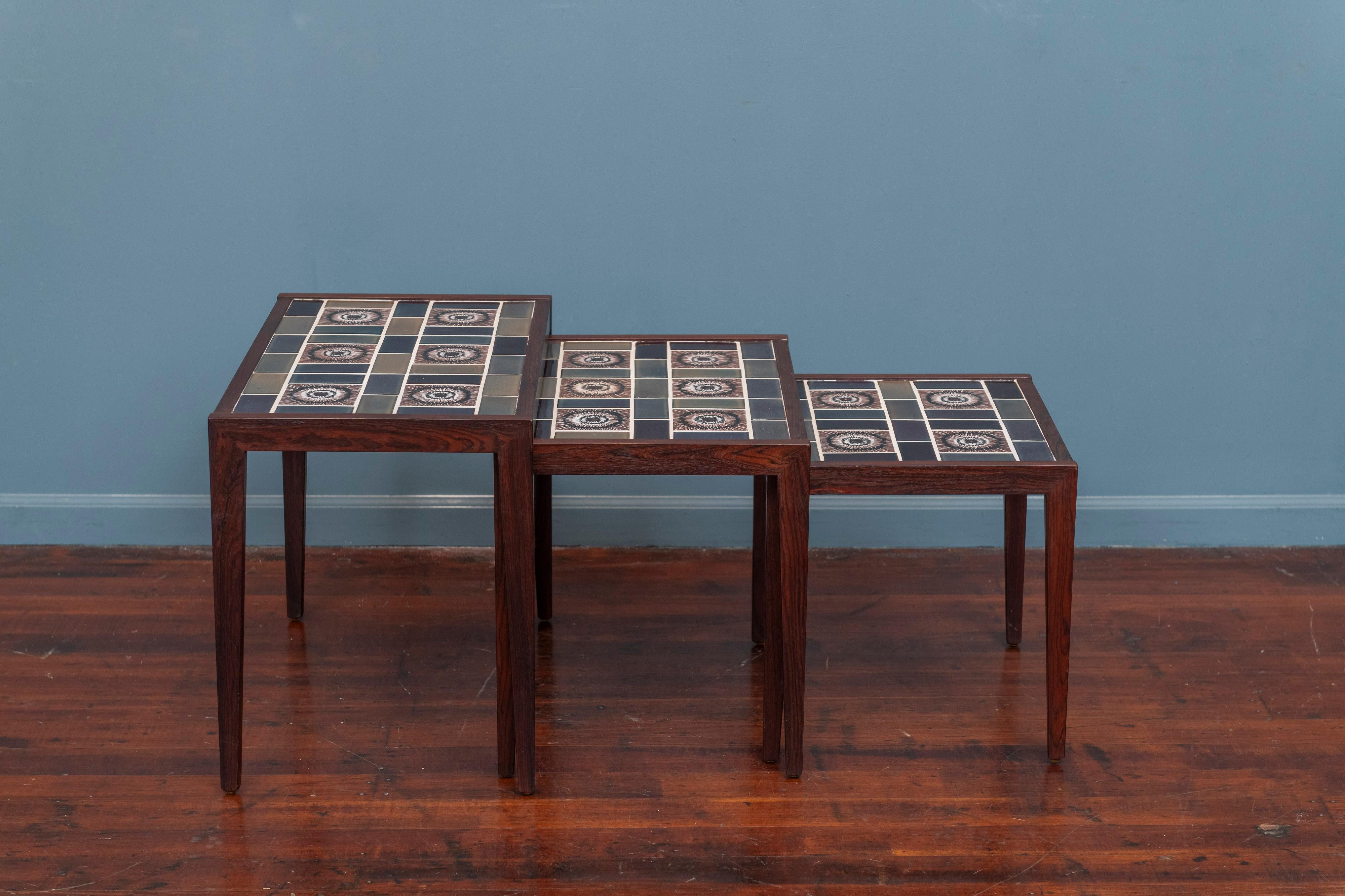 Ceramic Scandinavian Rosewood Nesting Tables For Sale