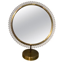 Scandinavian Round Brass Mirror, circa 1950s