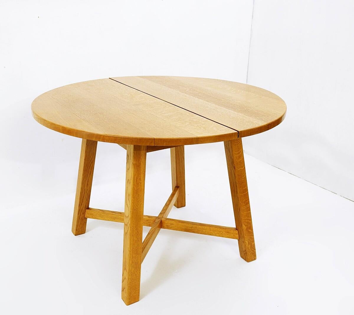 Scandinavian Round Solid Wood Dining Table, Mid-Century Modern 5