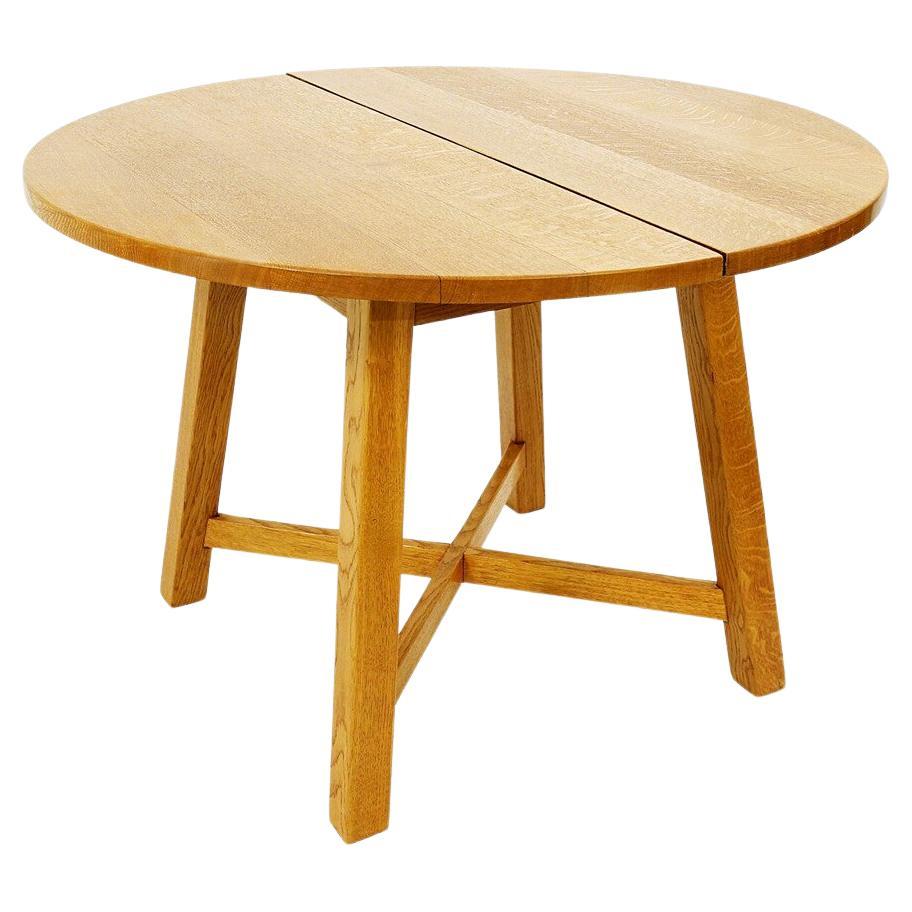 Scandinavian Round Solid Wood Dining Table, Mid-Century Modern