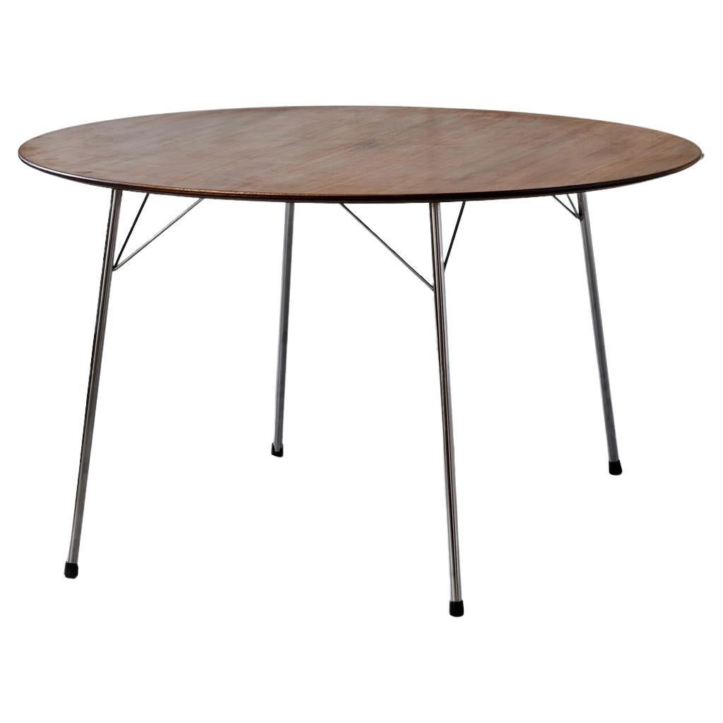Table de salle à manger scandinave ronde en teck Mod. 3600 d'Arne Jacobsen pour Fritz Hansen en vente