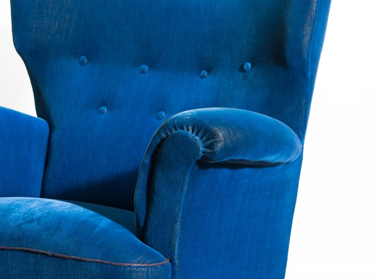 Scandinavian Royal Blue Velvet Wingback Chair, 1930-1940 ... Get 5% in rewards with club o!