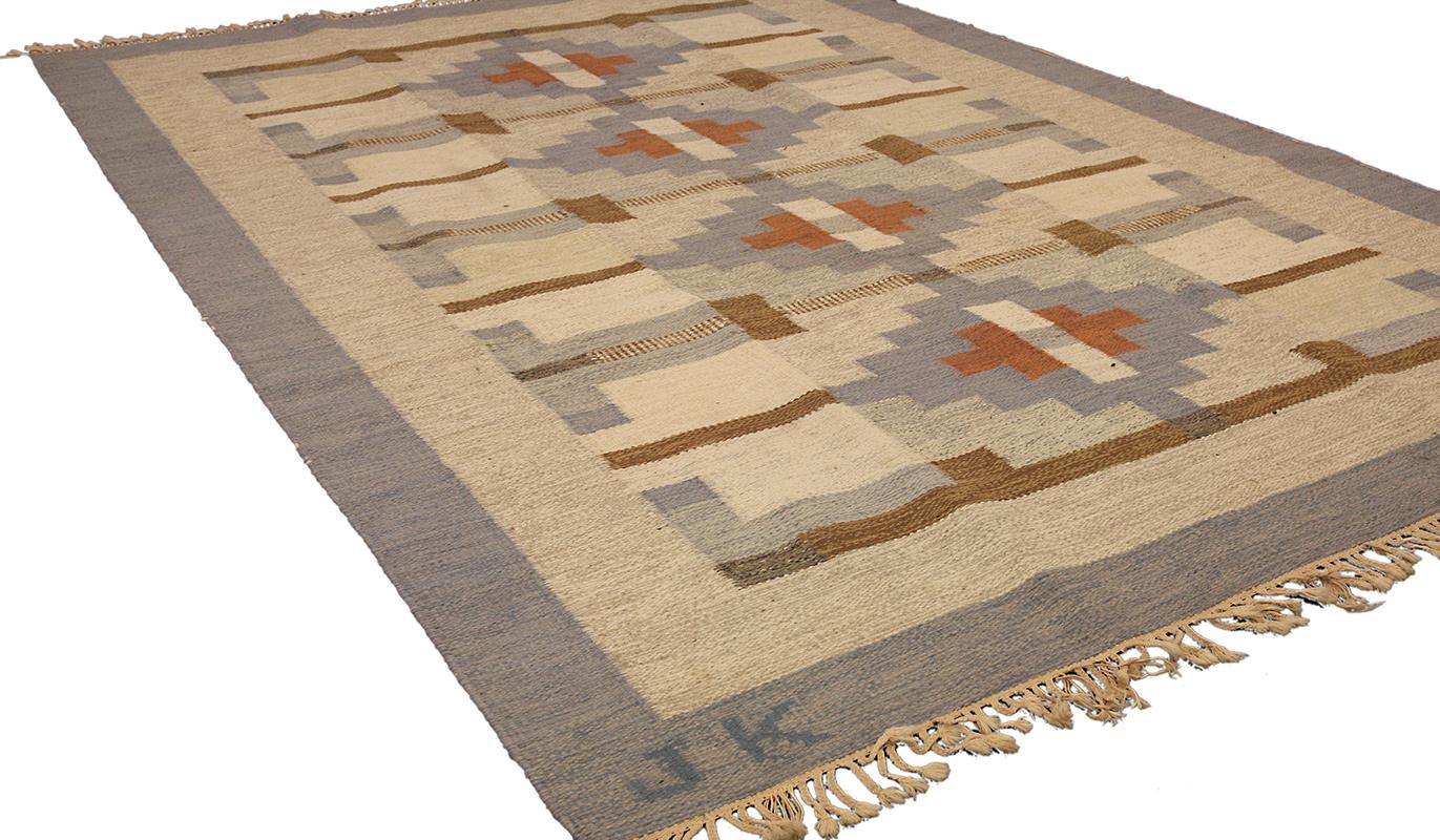 Hand-Knotted Scandinavian Rug By J.K For Sale
