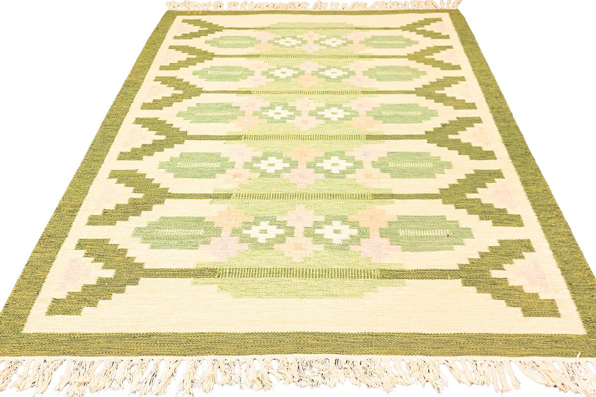 Scandinavian Modern Scandinavian Rug Green IS Mollaianrugs Collection For Sale