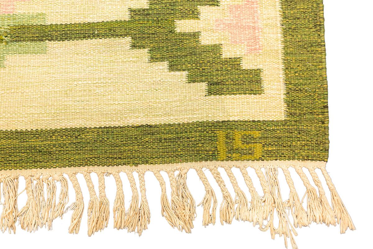 Hand-Crafted Scandinavian Rug Green IS Mollaianrugs Collection For Sale