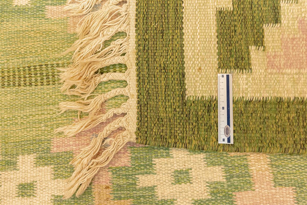 Wool Scandinavian Rug Green IS Mollaianrugs Collection For Sale