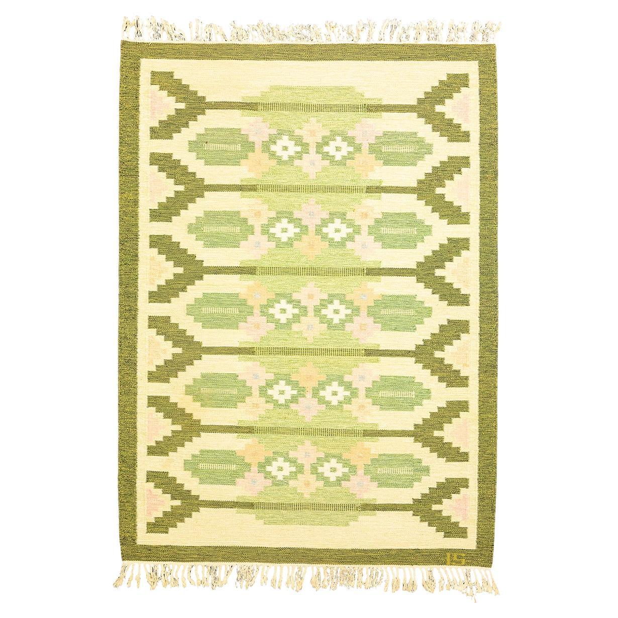 Scandinavian Rug Green IS Mollaianrugs Collection For Sale