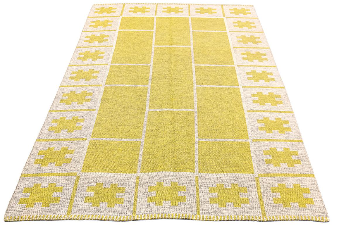 Fatto a mano Tappeto scandinavo Rollakan double face in vendita