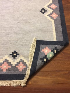 Scandinavian Rug Röllakan in Wool Signed ILS, Finland, 1950
