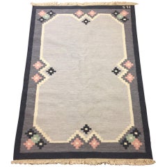 Scandinavian Rug Röllakan in Wool Signed ILS, Finland, 1950