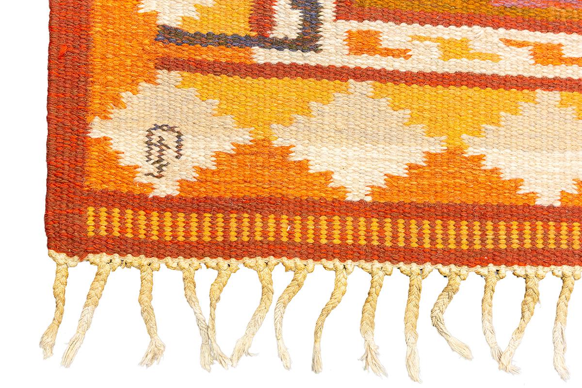 Fatto a mano Tappeto Scandinavo Rollakan Colore Arancione in vendita