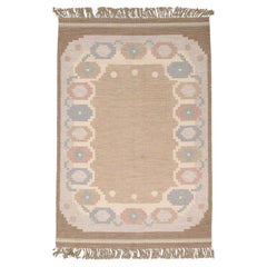 Vintage Scandinavian Rug Rollakan Signed Earthy Tones