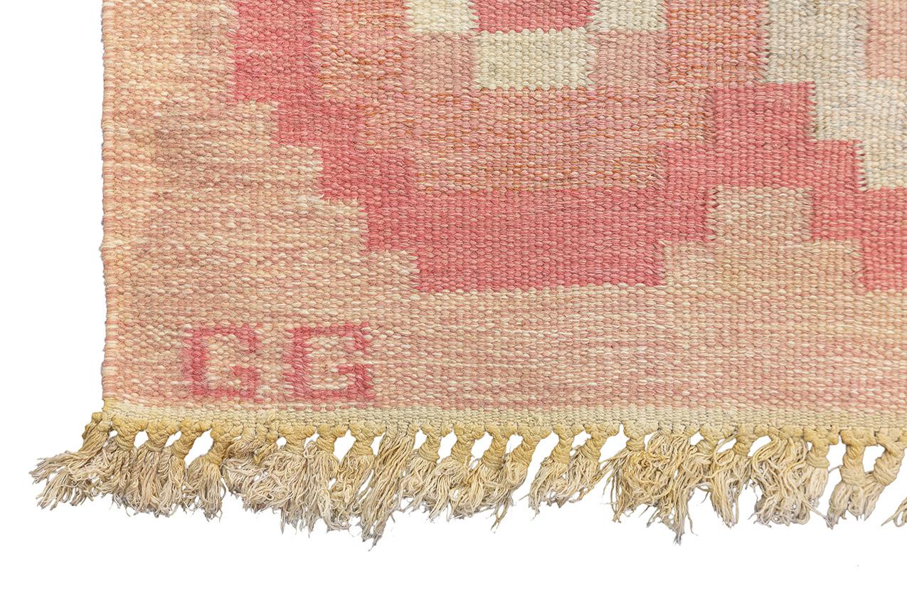 Hand-Crafted Scandinavian Rug Rollakan Signed GG For Sale