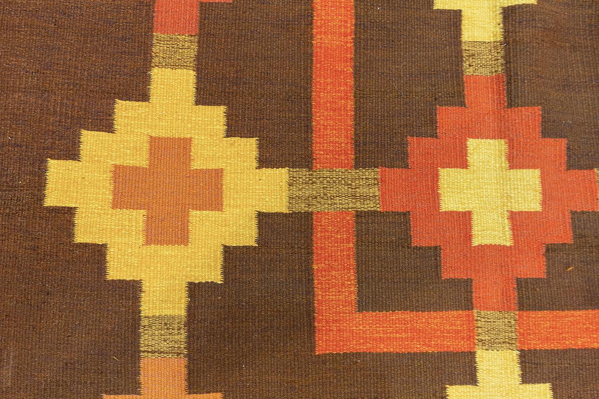 Wool Scandinavian Rug Rollakan Signed IK For Sale