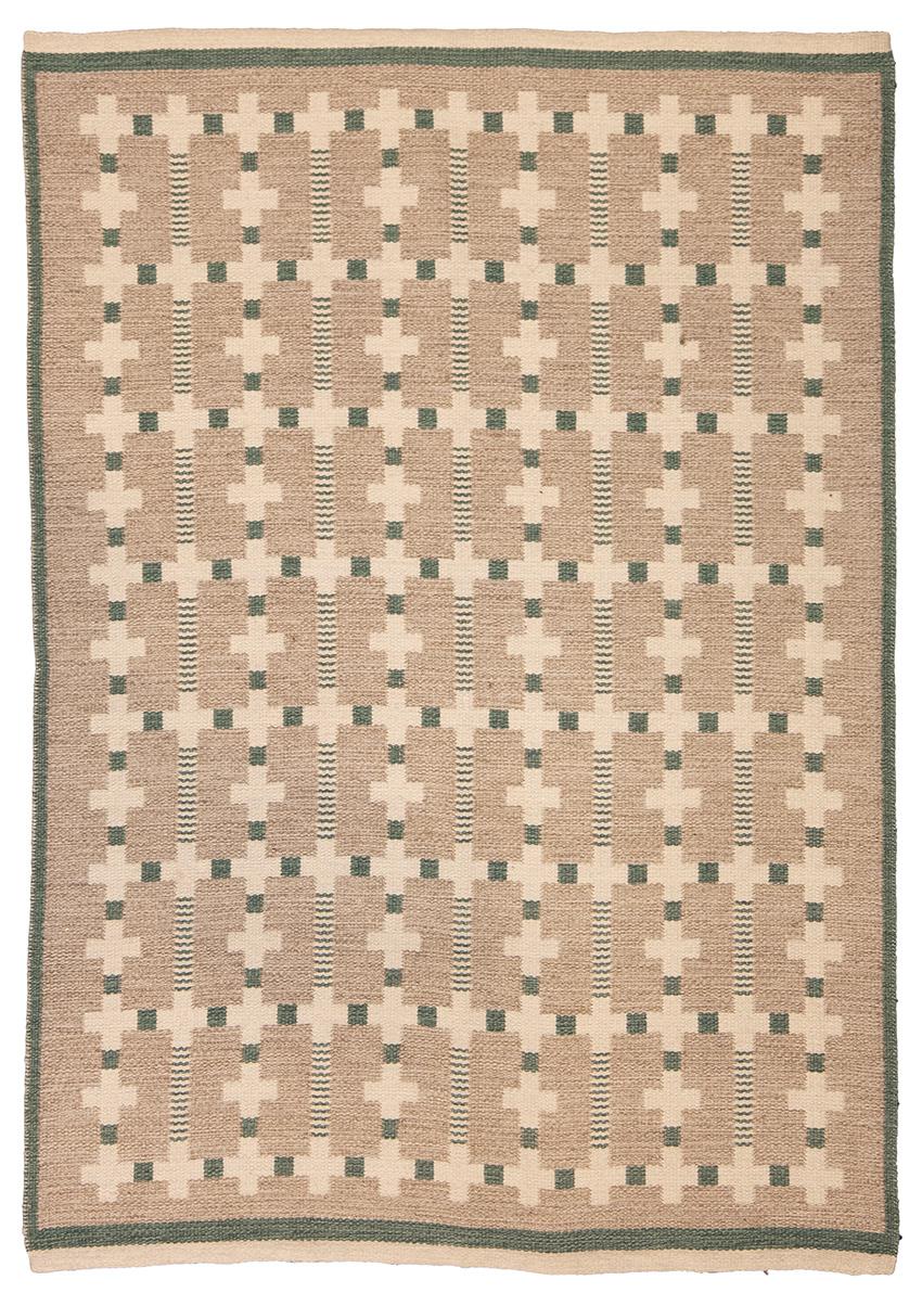Indulge in the simplicity and beauty of Scandinavian modern style with this Rollakan Swedish rug featuring a striking cross motif within a checkerboard like field. Crafted with a double face flatweave technique, this Nordic beauty is both elegant