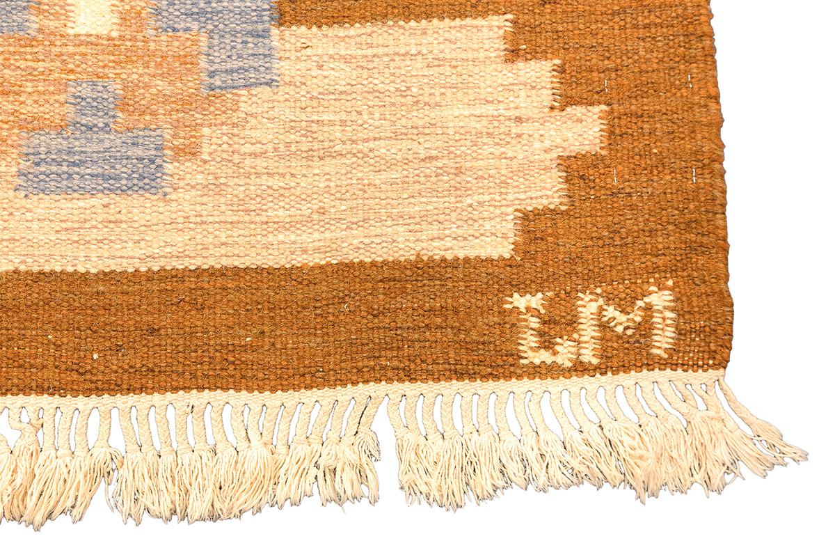 Hand-Knotted Scandinavian Rug Signed MJ For Sale