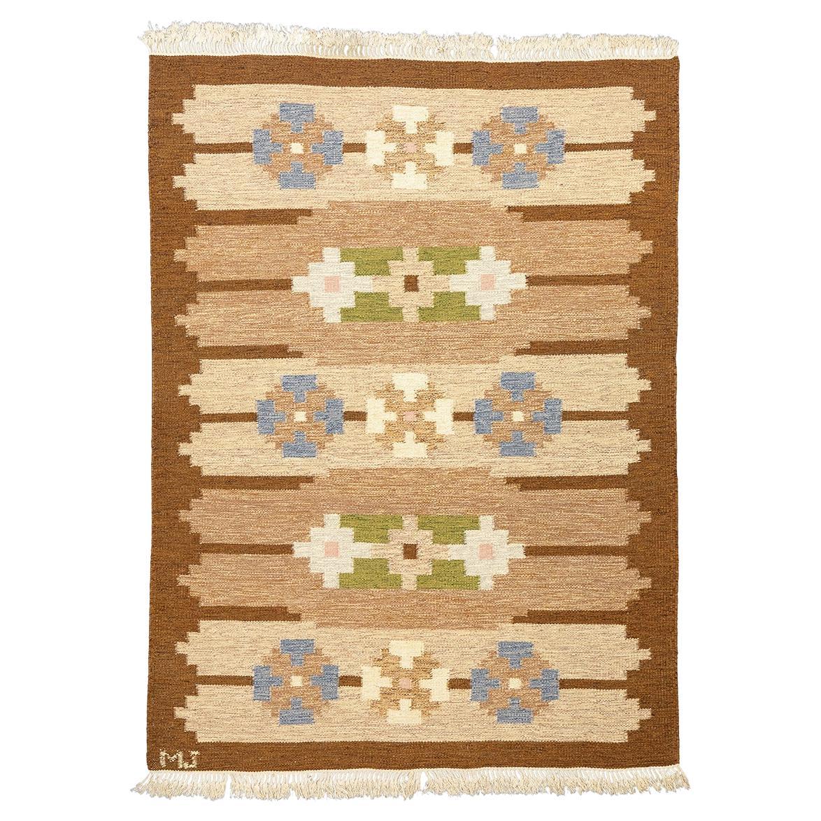 Scandinavian Rug Signed MJ For Sale