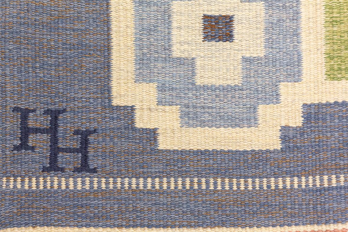 Skandinavischer Teppich Soft Blue Signed HH im Zustand „Gut“ im Angebot in Ferrara, IT