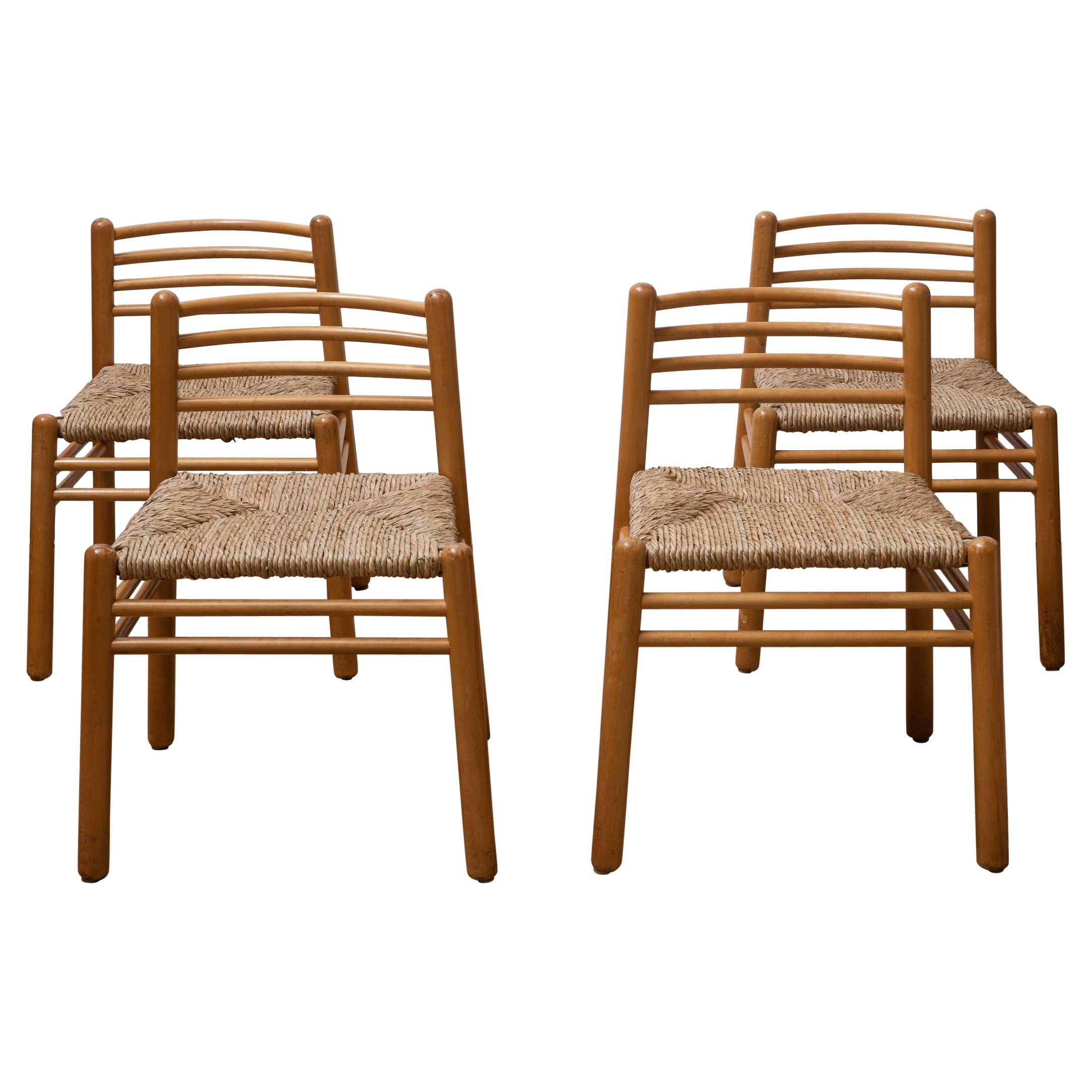 Scandinavian Rush Seat Side Chairs For Sale
