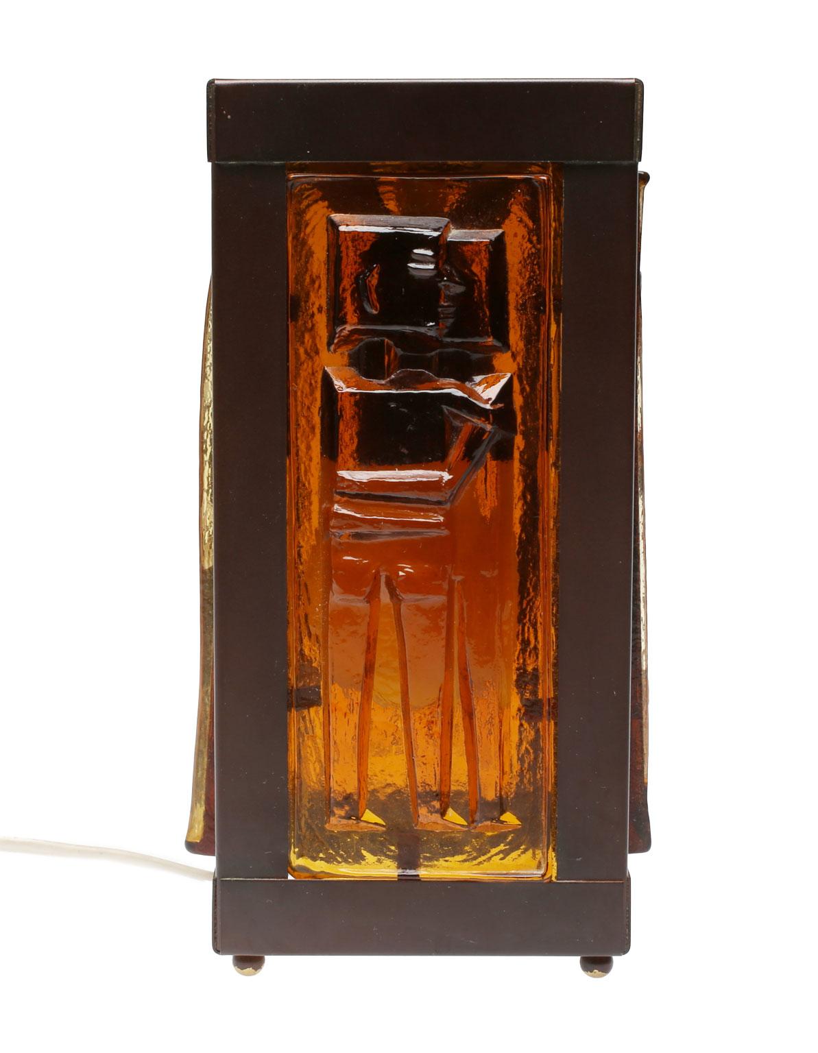Swedish Scandinavian Rustic Colored Glass Table Lamp by Erik Höglund 1960s, Sweden