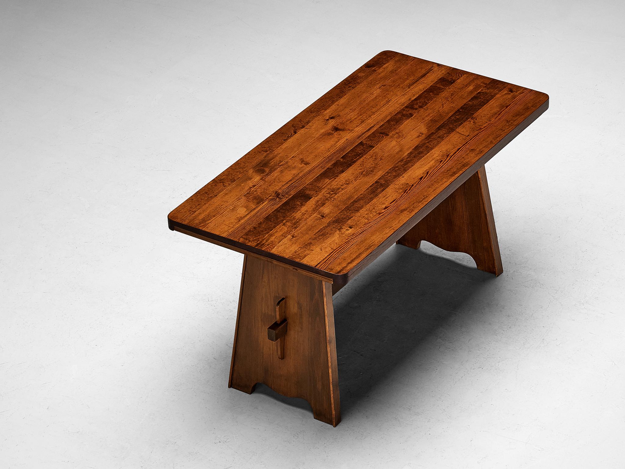 Mid-20th Century Scandinavian Rustic Dining Table in Pine 
