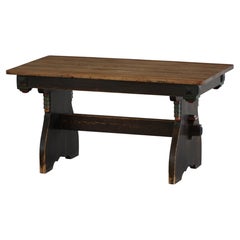 Scandinavian Rustic Folk Art Dining Table in Stained Pine, Sweden, 1900s–1940s