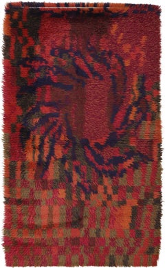 Vintage Scandinavian Rya Painterly Abstract Wool Rug, circa 1950