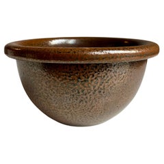 Ciotola scandinava in ceramica marrone smaltata al sale, anni '50