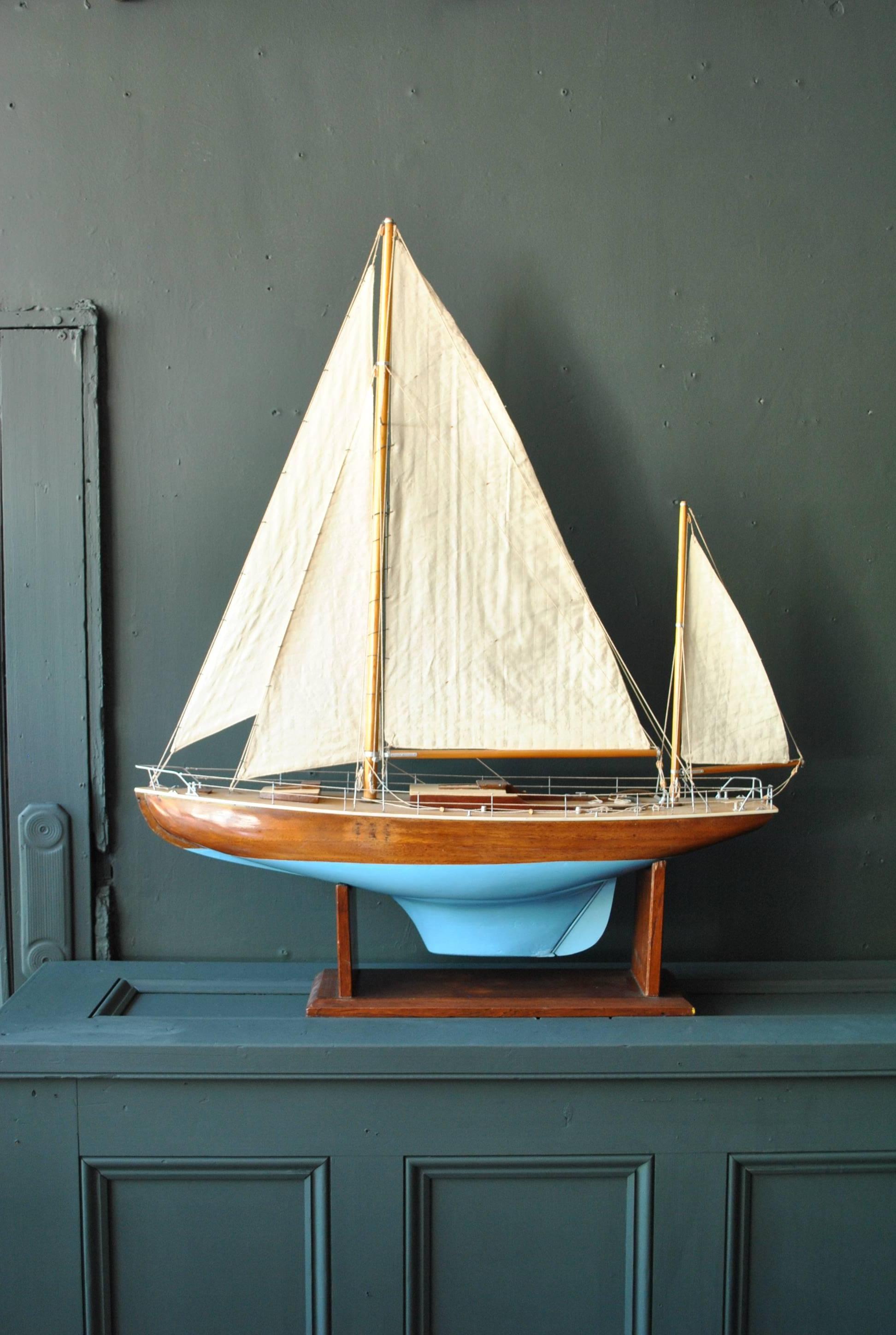 Norwegian Scandinavian Scratch Built Model Boat, with Glass Case