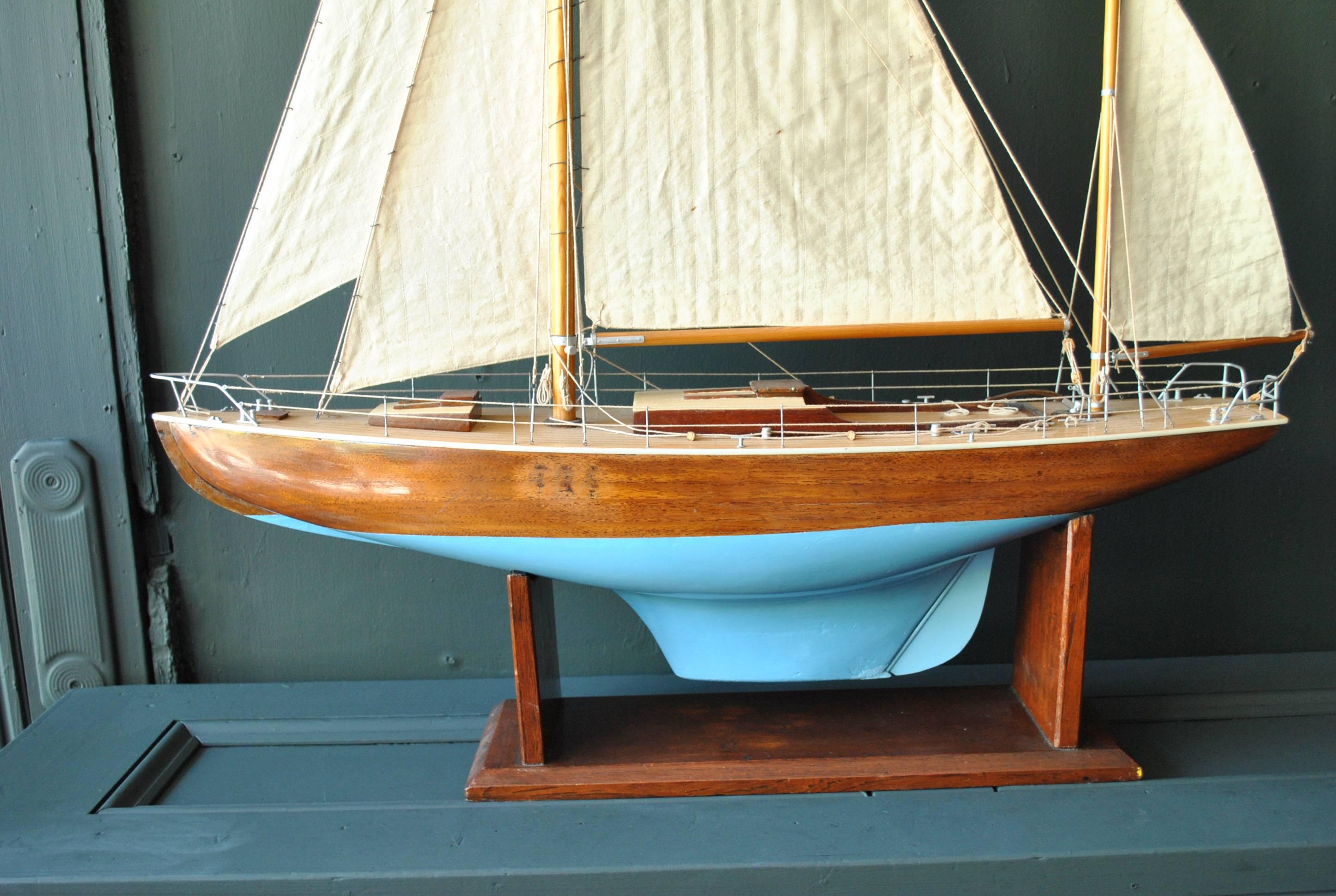 Hand-Crafted Scandinavian Scratch Built Model Boat, with Glass Case