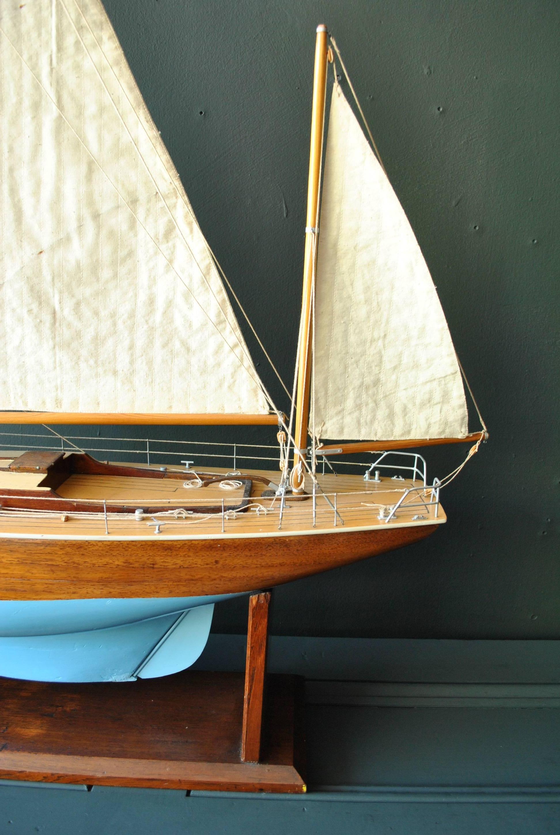 Scandinavian Scratch Built Model Boat, with Glass Case In Good Condition In London, GB