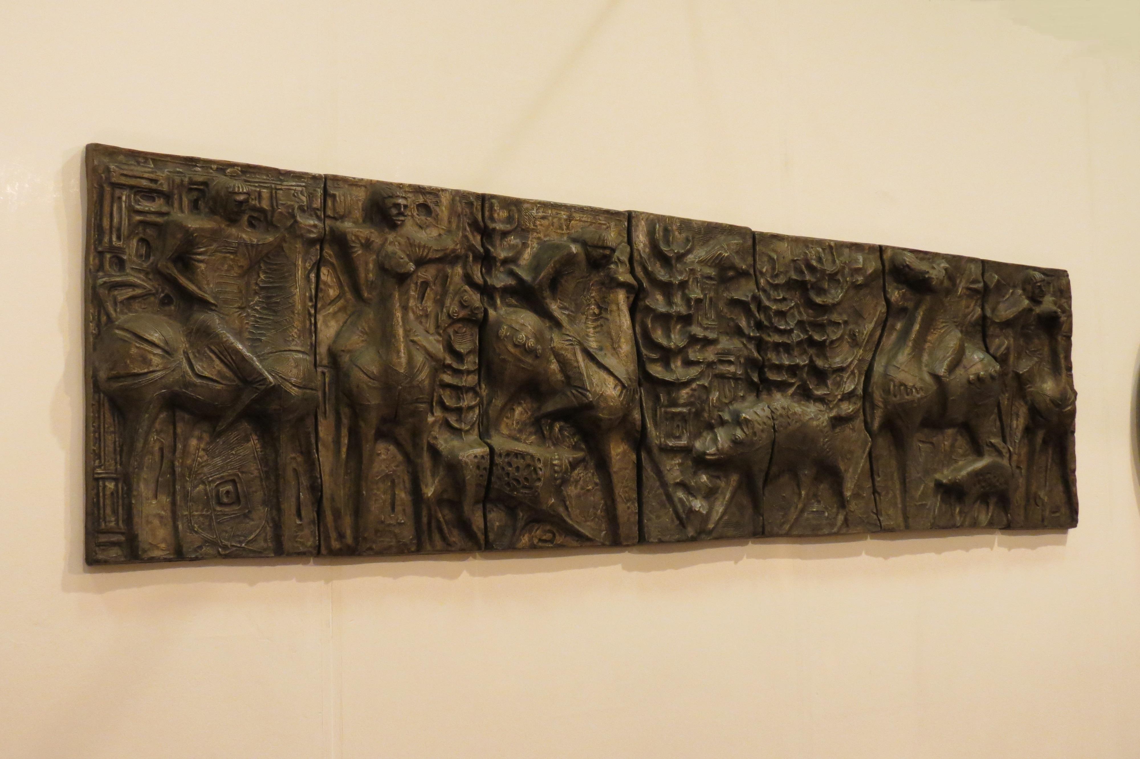Hand-Crafted 1960s Sculptural Bronze Effect Wall Art Resin Wall Hanging 