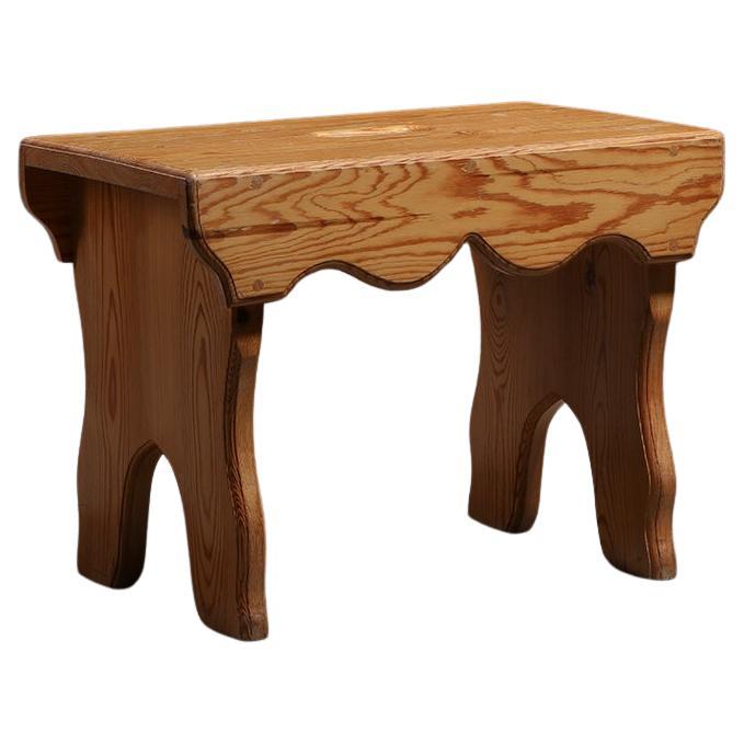 Scandinavian Sculptural Pine Stool or Side Table, 1940s For Sale