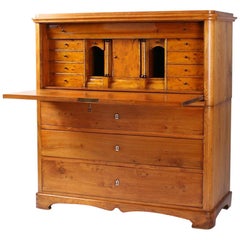 Scandinavian Secretaire, Writing Desk, 19th Century, Light Colored Oak, Birch