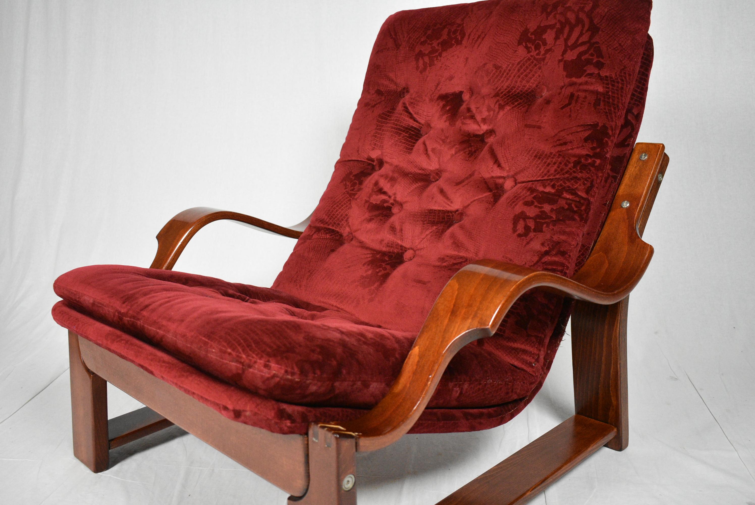 Scandinavian Modern Scandinavian Set of Armchair and Tabouret, 1960s For Sale