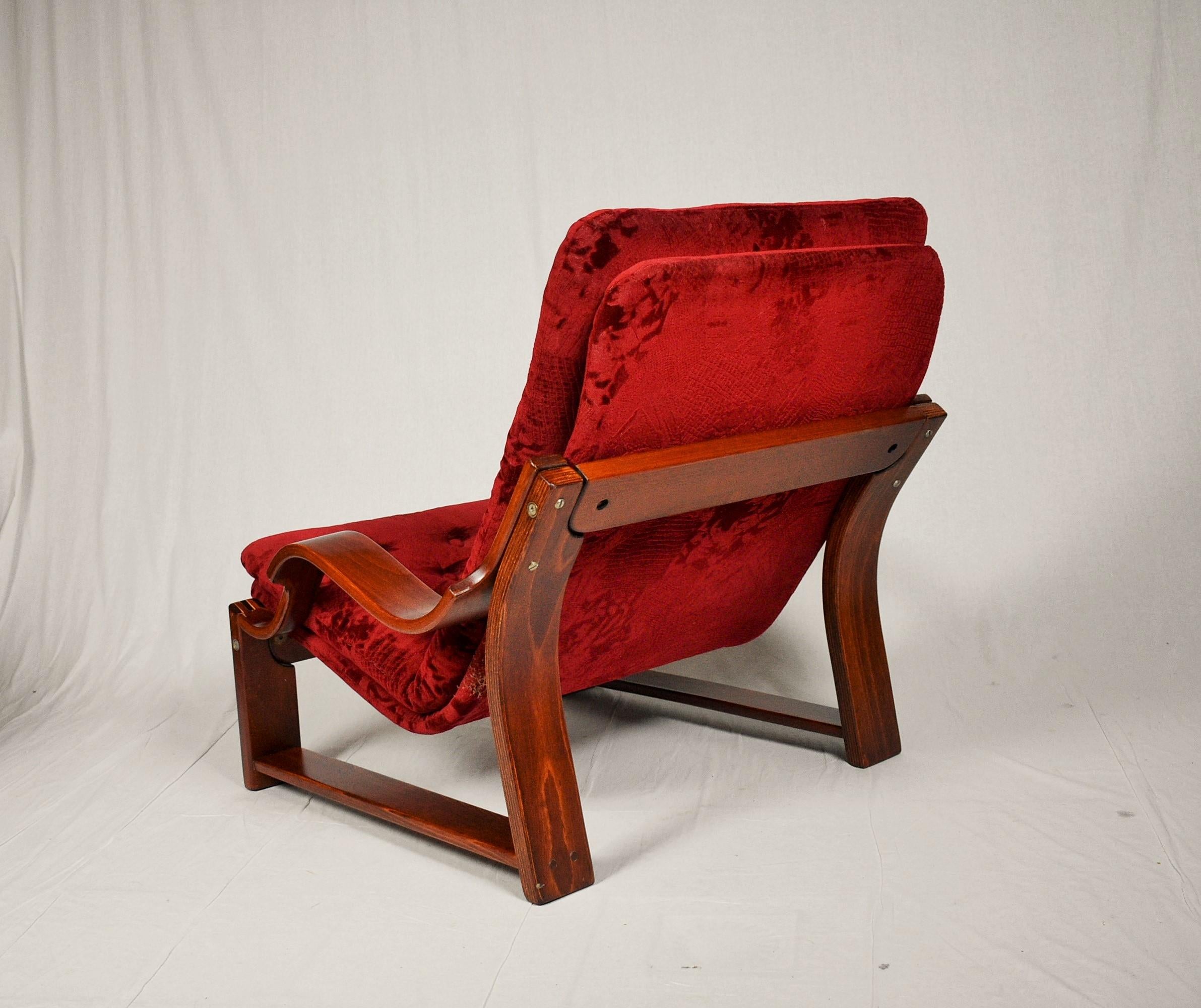 Fabric Scandinavian Set of Armchair and Tabouret, 1960s For Sale