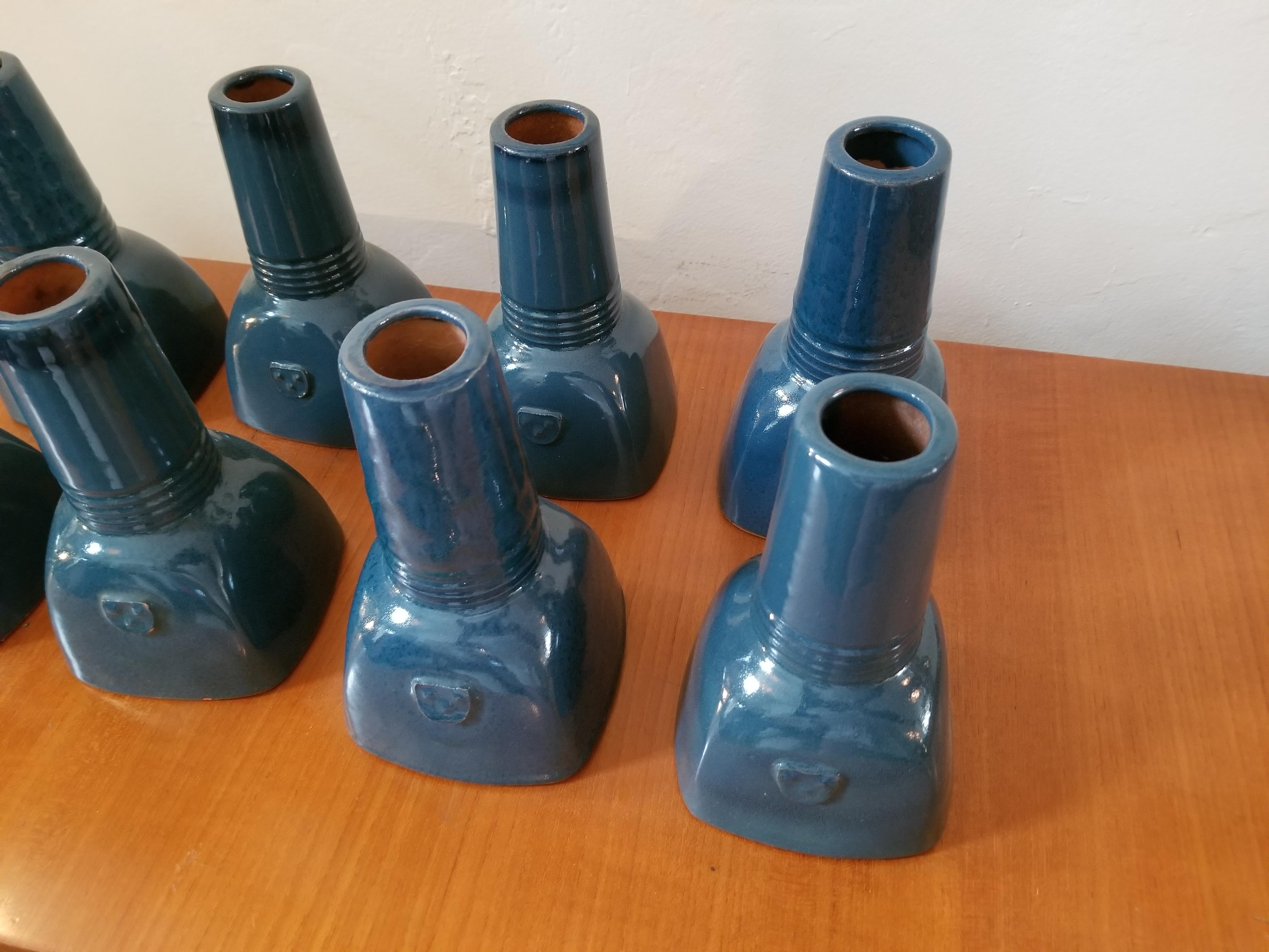 Mid-Century Modern Scandinavian Set of Eight Sculpture Vases For Sale
