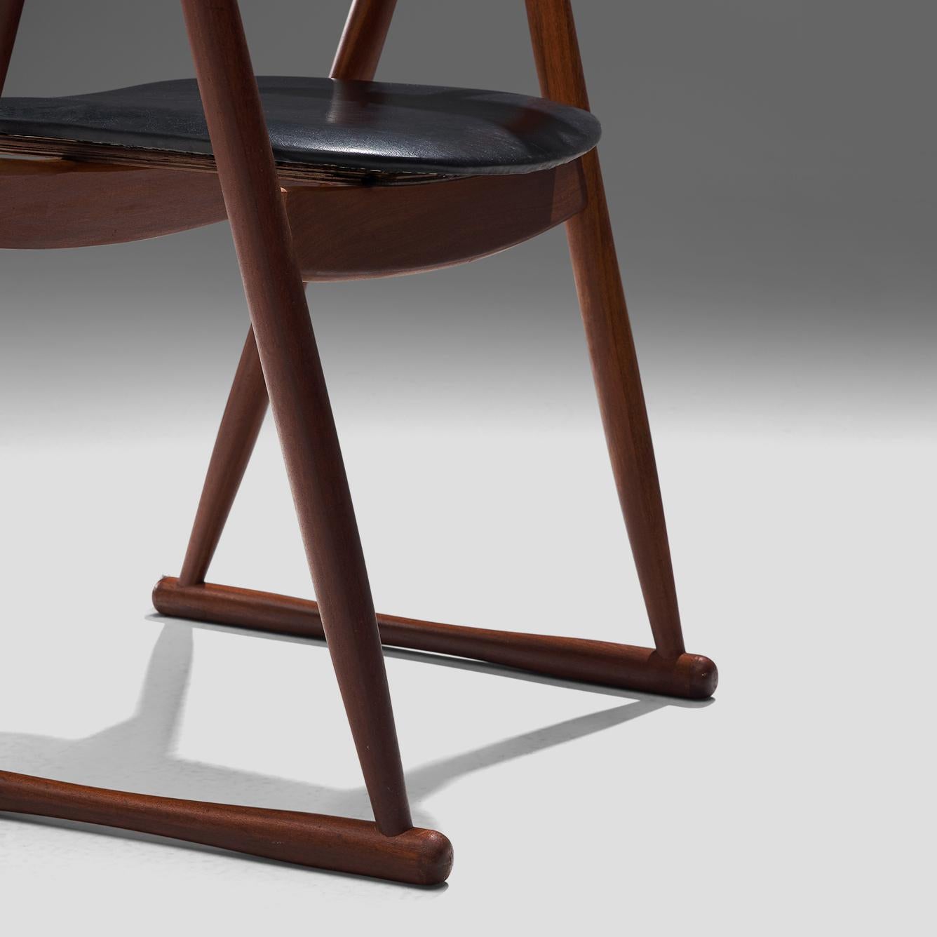 Scandinavian Set of Six Dining Chairs in Leatherette and Teak 2