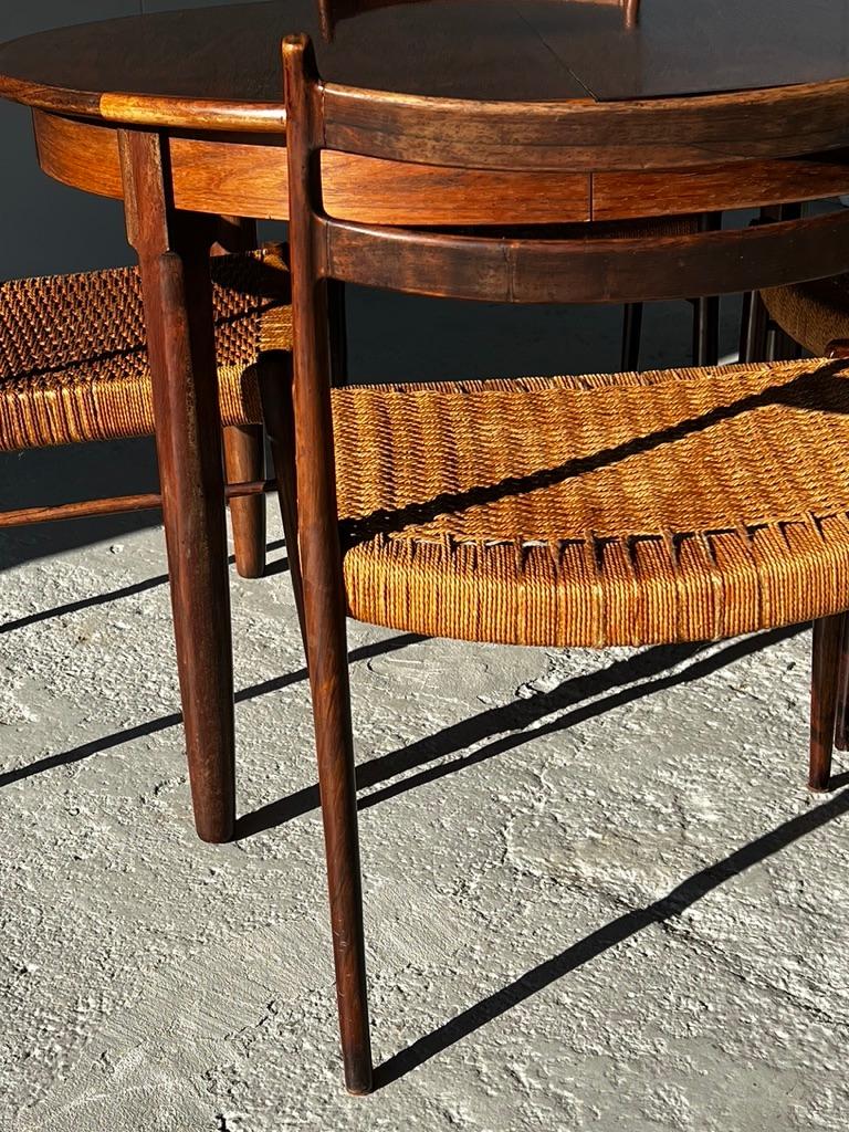 Danish Scandinavian set rosewood table CJ Rosengaarden and 4 wooden chairs chairs Arne